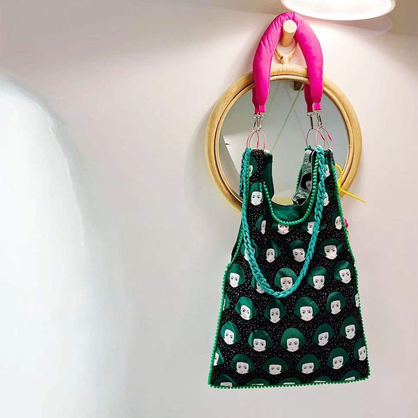 

y2k women bag canvas nylon casual zipper soft high-capacity shoulder bag girls handbag vintage harajuku