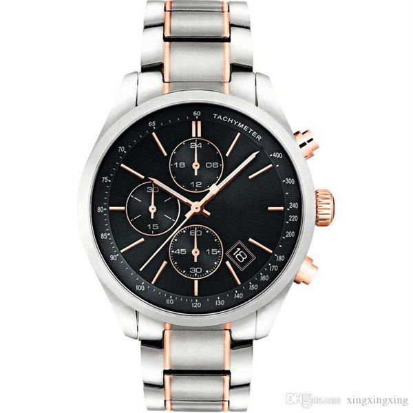 

1513473 1513477 1513478 black face chronograph men's watch327y, Slivery;brown