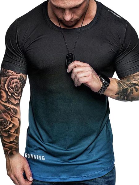 

men ombre & letter graphic sports tee m2ys#, White;black