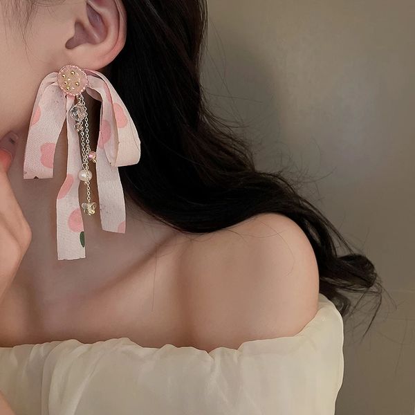 Hängende Kronleuchter Perlenschleife Quastenohrringe Japanische und koreanische Super-Fee-Ohrringe