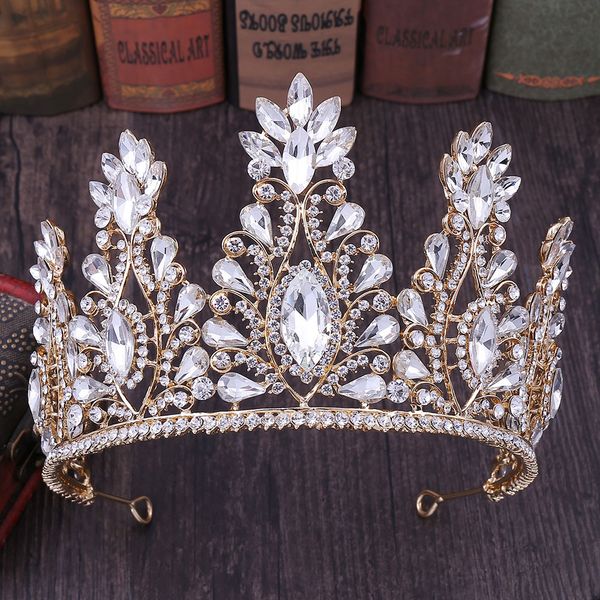 Kopfbedeckungen Prinzessin Crown Kopfschmuck Braut Hochzeit Rasshaut Kristall Haar Ornament Hochzeit Stirnbandzubehör