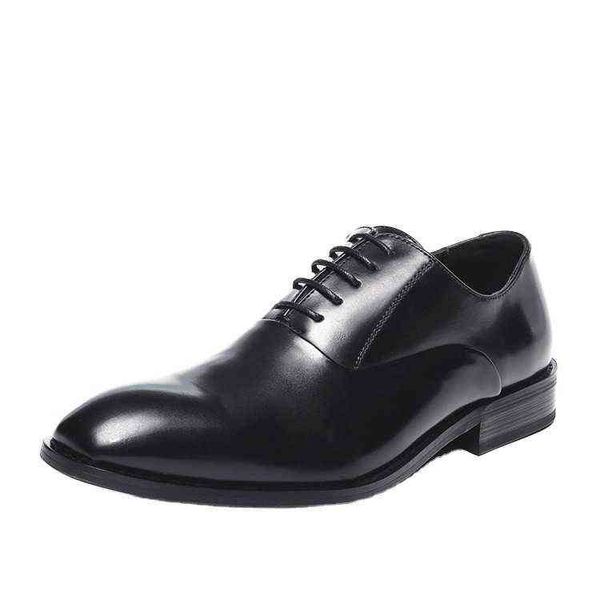 

hbp dress shoes four seasons simple soft face business dress leather shoes men's lace up casual gentlemen's office wedding 220729, Black
