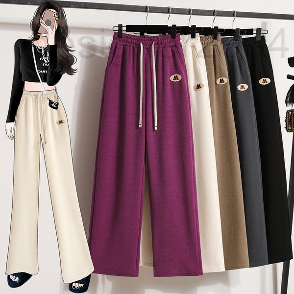 

women's plus size jumpsuits & rompers designer 2022 autumn new simple label draped floor mop pants loose and versatile casual straight, Black