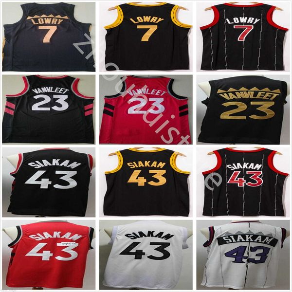 

basketball pascal 43 siakam jersey kyle 7 lowry fred 23 vanvleet red white black retro vintage wholesale mens j jerseys, Black;red