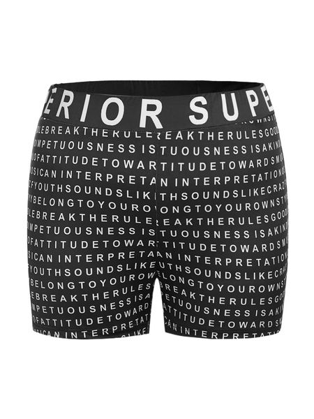 

plus allover letter graphic contrast tape biker shorts l8sl#, Black