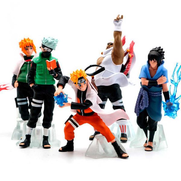 

huiya01 5pcs/lot naruto shippuden anime figure uzumaki naruto figure uchiha sasuke hatake kakashi haruno sakura action figma doll q0722