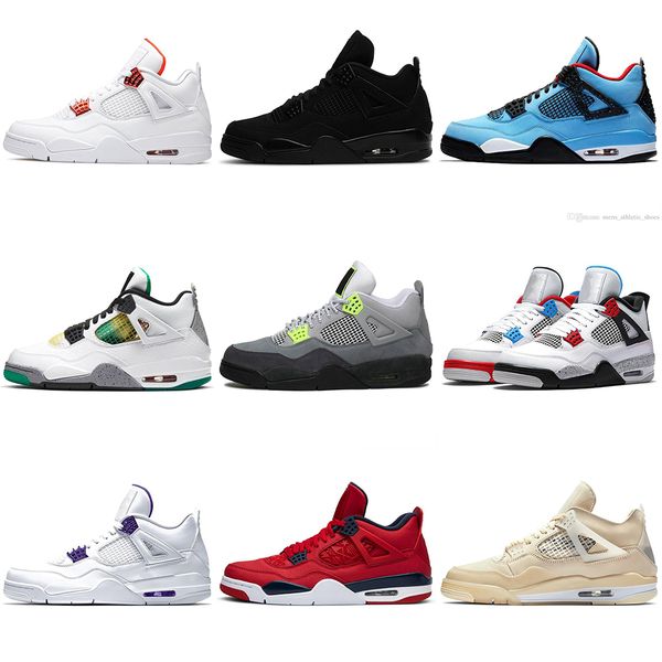 

jumpman 4 basketball shoes men women sneakers white oreo sail infrared fire red veterans day university blue black cat trainers size 35-47