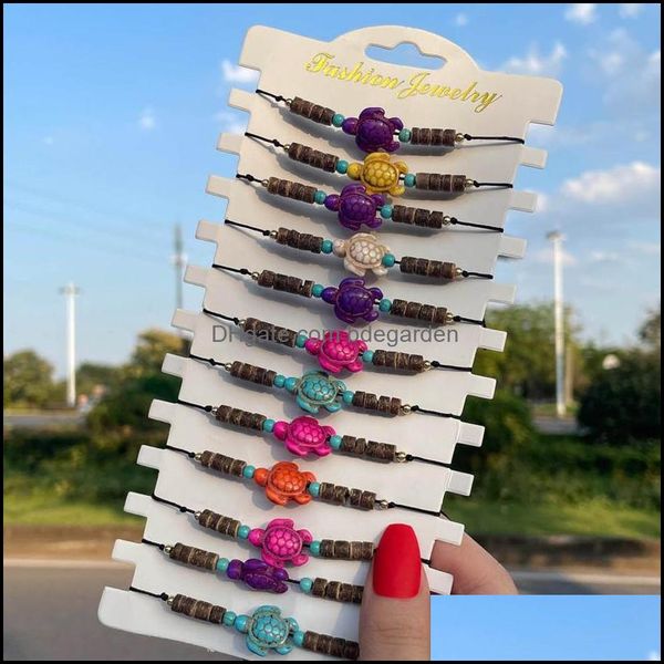 

charm bracelets jewelry wooden beads colorf dyed turquoise turtle bracelet for gift drop delivery 2021 dh4re, Golden;silver