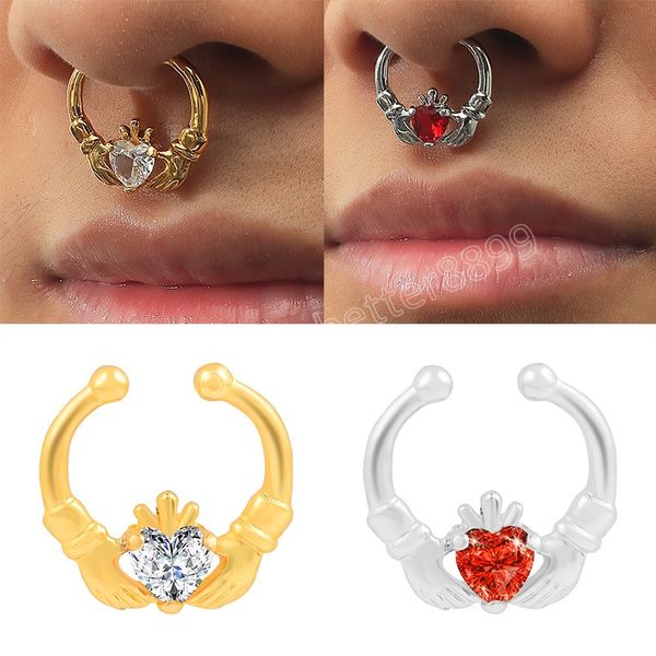 Ornamento do nariz Zircon U-shaped U-em forma de anel de nariz metálico multicolorido multicorado não perfurado nariz anéis de aro