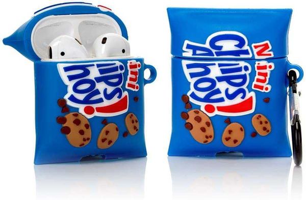 

airpods silicone case 3d cartoon funny cute cover compatible for apple airpods 1&2 [snacks series 1] (cookies chips ahoy)