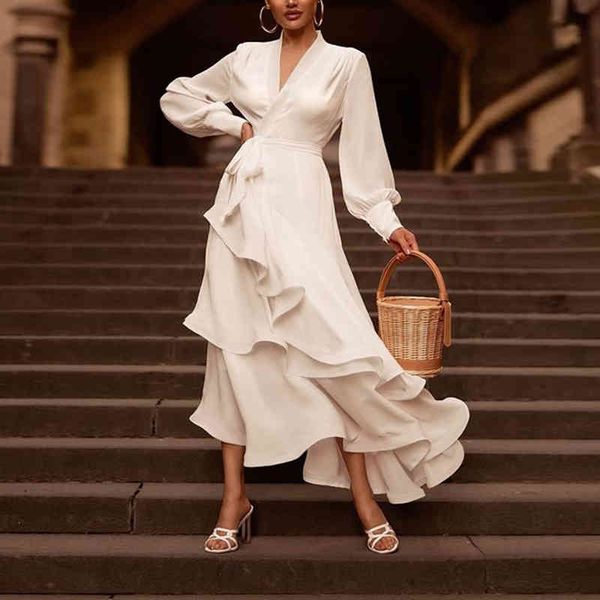 

casual dresses 2022 spring and summer women's deep v solid dress long skirt yowz, Black;gray