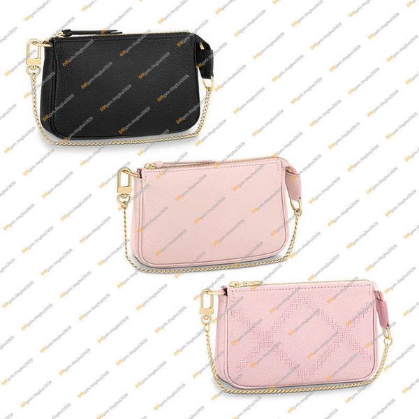 

ladies fashion designer handbag shoulder bag 5a pochette accessoires mini embossed cowhide wallet m58009 m80732 key pouch, Red;black