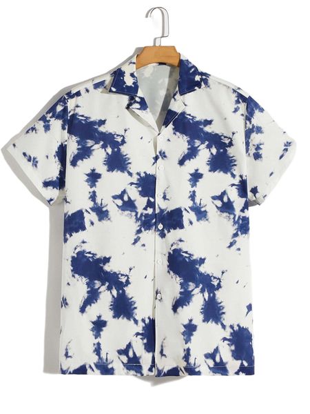 

romwe guys tie dye button front shirt e2ay#, White;black