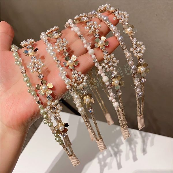

bohemian ethnic pearl flower handmade headbands hairbands for women girls hair accessories, Silver