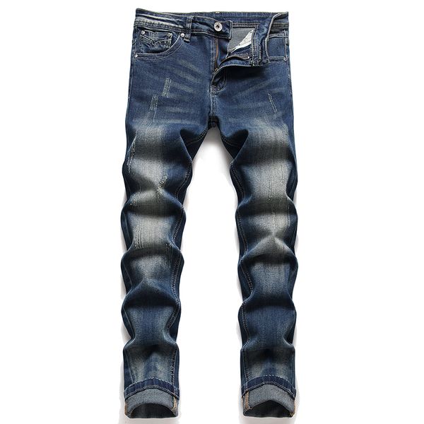 Punk Trend Retro Blue Jeans per uomo strappato Slim Stretch Slim Fit Denim Pantaloni Hip Hop Fashion Pantaloni casual Streetwear