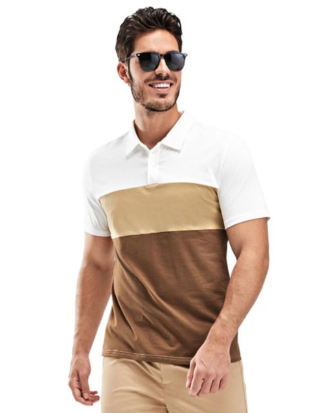 

men colorblock polo shirt 83vb#, White;black