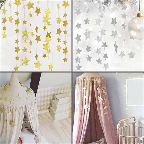 

mosquito net hanging decoration gold silver sparkling stars baby room decor childrens rooms walls decor baby bed 220531