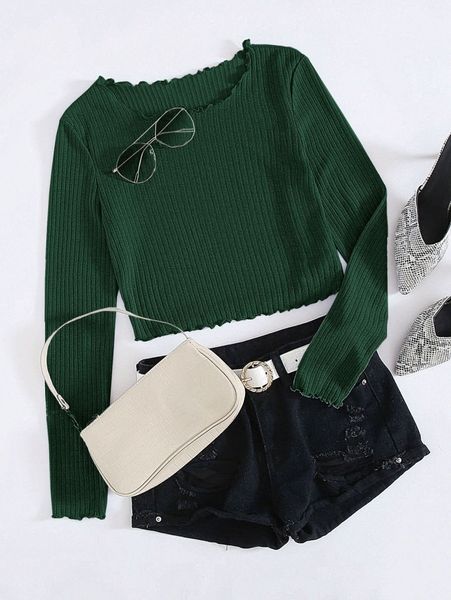 

lettuce trim rib-knit tee k1ng#, White