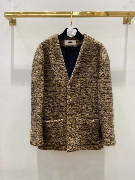 

milan runway coats 2022 autumn women's wool & blends v neck long sleeve designer brand same style outerwear 0808-2, Black