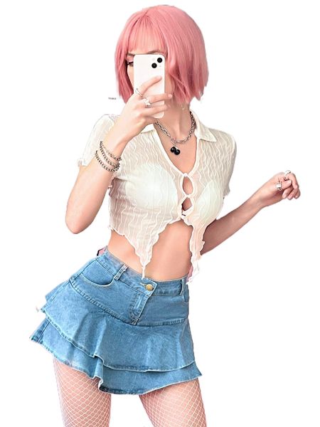 

cut out asymmetrical hem crop without bra h0vs#, White