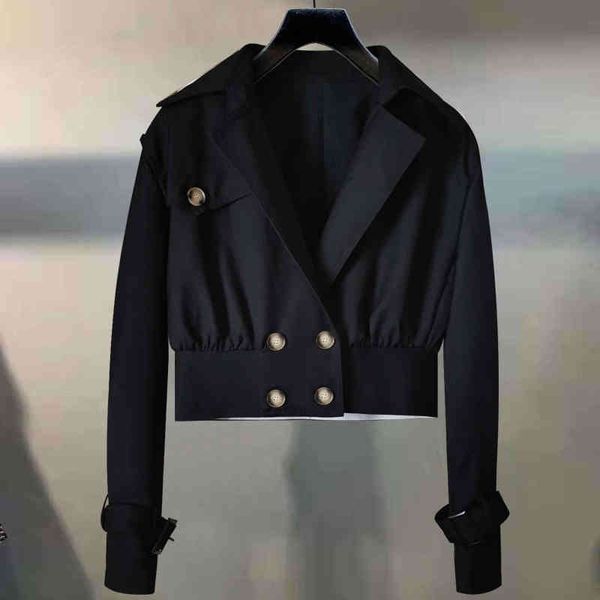 

women's jackets wang family yang mi's same suit collar coat women's short high waist belly button small autumn slim fit top, Black;brown