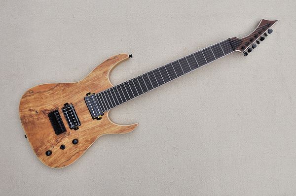 

factory wholesale 7 strings electric guitar with spalted maple veneer rosewood fretboard white binding can be customized