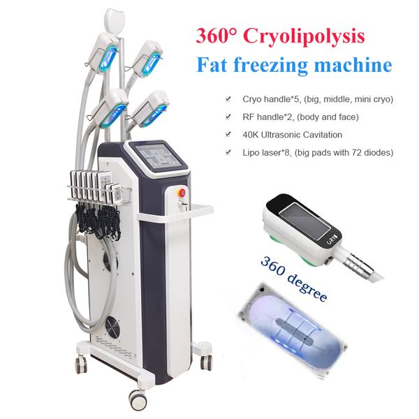 9 IN 1 Kryolipolyse-Fettgefriermaschine 5 Griffe Körperabnehmen CRYOSKIN Anti-Cellulite-Behandlung Cryolipolyse-Kryo-Ausrüstung