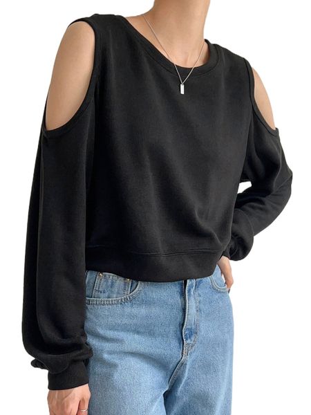

dazy cold shoulder sweatshirt h2lc#, Black