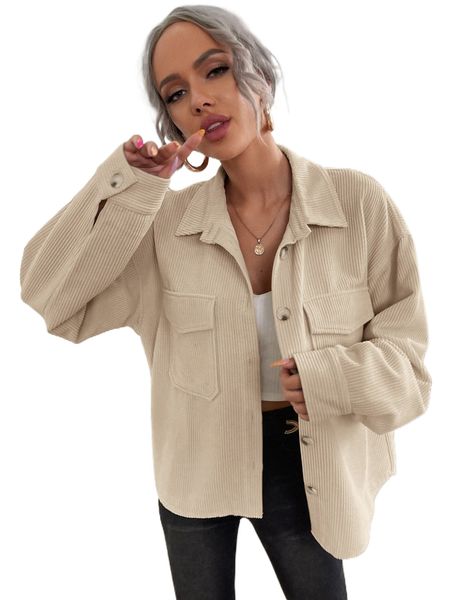 

flap pocket button front corduroy coat g4fv#, Black