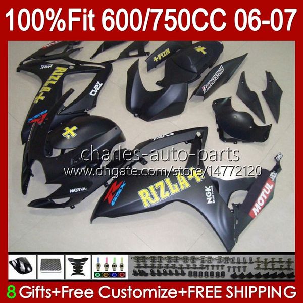 Fairings de injeção para Suzuki GSXR-750 GSXR-600 Flat Rizla GSXR750 K6 GSXR600 06 07 Corpo 130NO.109 GSXR 750 600 CC 750cc 600cc 2006 2007 GSX-R750 06-07 OEM Bodywork