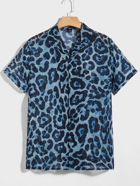 

men lapel collar leopard shirt j3fa#, White;black
