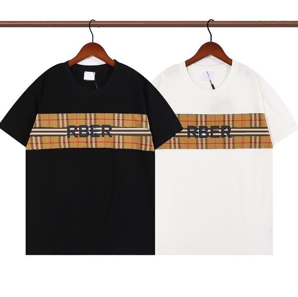 

designer tide t shirts bberry chest letter laminated print short sleeve high street loose oversize casual t-shirt 100% pure cotton for men, White;black