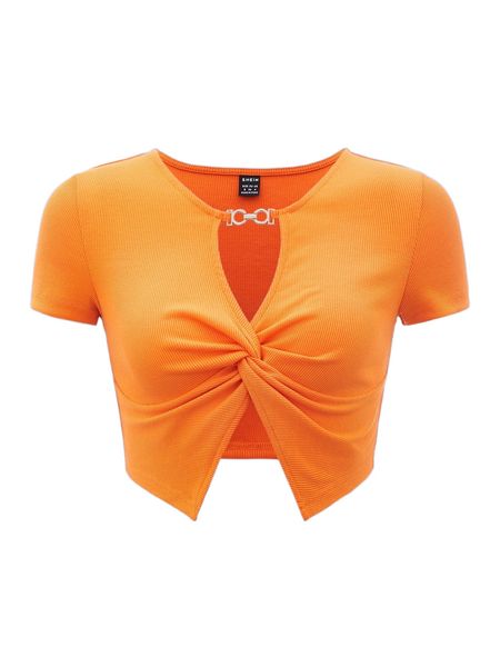 

solid twist rib-knit tee x3lo#, White