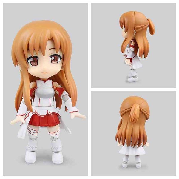 

10cm q version sword art online anime figure yuuki asuna joint movable action face changeable collection model toys gift