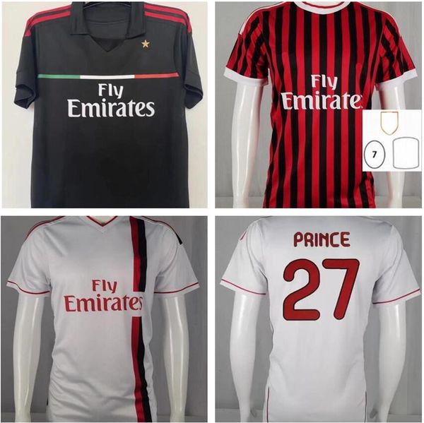 

11 12 soccer jerseys retro maillot classic vintage camisetas football shirt long uniform men home away ucl kaka pato ronaldinho inzaghi ibra, Black;yellow