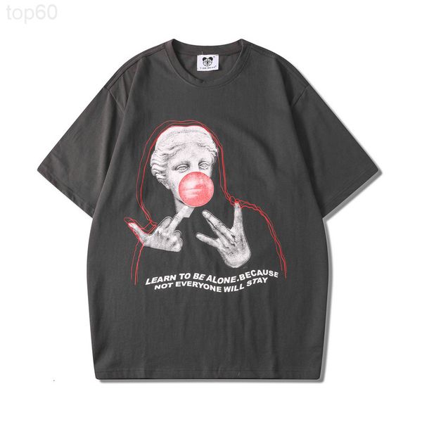 

men's t-shirts designer street brand summer men and women lovers direct spray spoof stone figure round neck short sleeve pullover loose, White;black