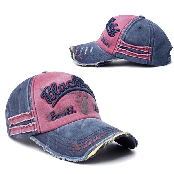 

ball caps women's summer hat washed denim embroidery men's baseball cap retro with inscrptionhip-hop sunscreen capball, Blue;gray
