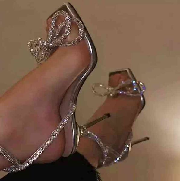 

sandals luxury designer women high heels sandal shoes sliver glittle rhinstone strass shoe summer square head bow tie winding straps, Black