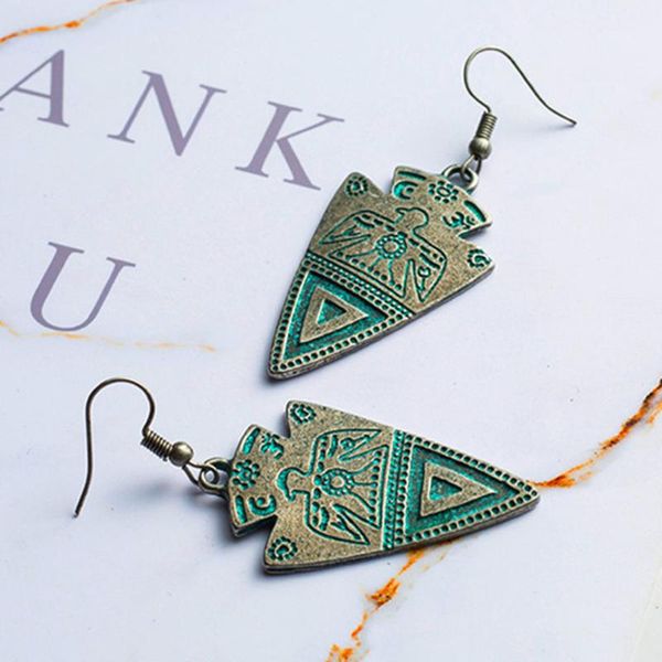 

dangle & chandelier classic bohemian vintage boho triangle earrings retro green silver color ethnic totem drop hanging for women jewelry