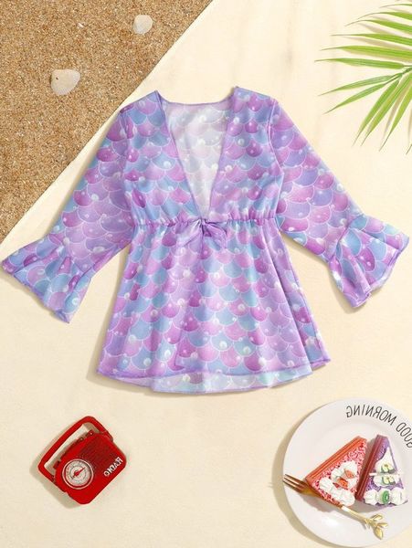 

toddler girls fish scales kimono she, White;black