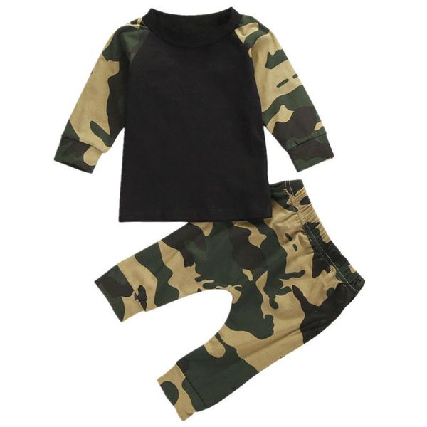 Completi di abbigliamento Camouflage Born Toddler Infant Neonati maschi Vestiti T-shirt a maniche lunghe per bambini Top Pantaloni Set di abiti CasulaAbbigliamento
