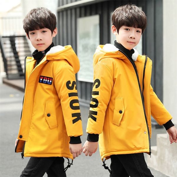 

boys autumn and winter children's korean version of the long section of thick windbreaker boy cotton coat lj201201, Blue;gray