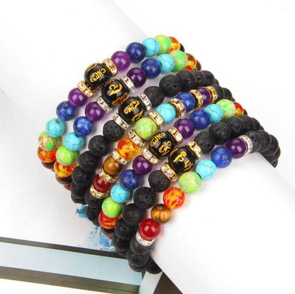 

7 chakra life tree strands bracelets natural stone reiki healing engry beads bangles women men yoga bracelet meditation jewelry gift, Black