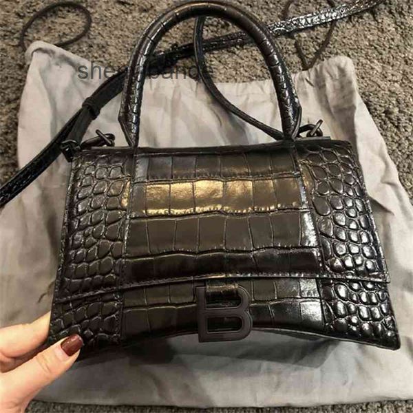 

designer bag bbalencaigss handbags version high hourglass bag b home leather crocodile 2022 fashion versatile one portable diagonal shoulder