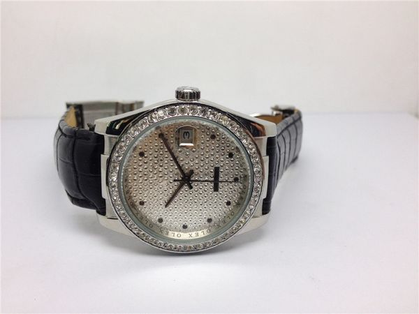 

classic man watch male clock mechanical automatic movement stainless steel watches 38mm silver face hardlex glass 204, Slivery;brown