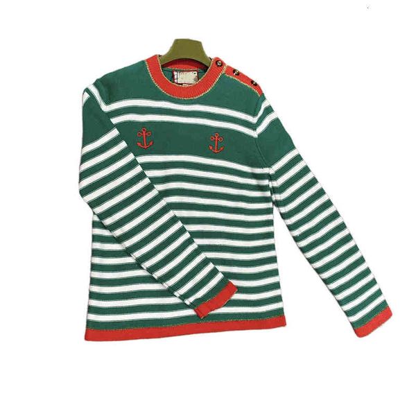 

italian style fashion luxury women's sweater knit green stripe long sleeves navy stripes embroidery jacket v-neck cardigan coat knitted, White;black