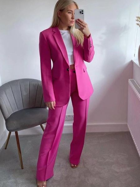 

women's two piece pants kbat women blazers set 2022 women's office suit coat vintage long sleeve jacket casual female and high wa, White