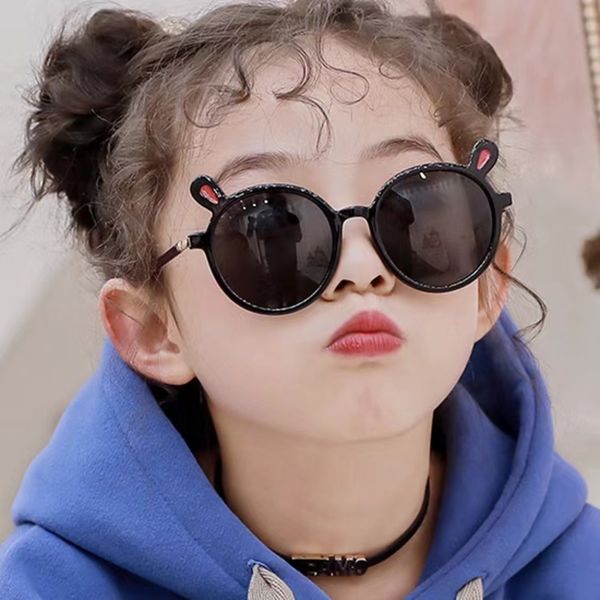 

kids lovely animal ear sunglasses oval round eyes clear frame with cute small ears glasses 6 colors wholesale, White;black