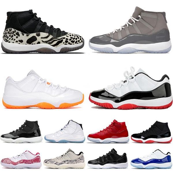 

2022 cool grey 11 11s mens basketball shoes 25th anniversary low legend university blue white bred concord cap and gown men women sneakers t, Black