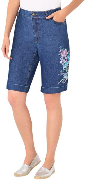 

within women's plus size stretch jean bermuda short k8bs#, White;black